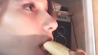 Russian virgin tries a banana