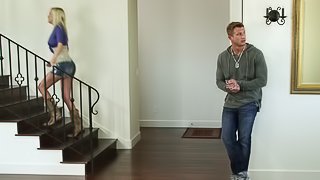 Dazzling tattooed cowgirl  in miniskirt getting her pussy licked in ffm sex