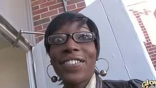 Vanity Red Loves the Long White Rod in the Gloryhole Bathroom!