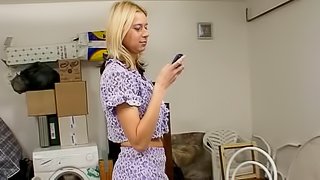 Big tit blonde girl with a nice pussy receives a good pounding