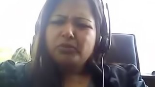 Bored Desi chubby on webcam plays with her big natural tits boobie